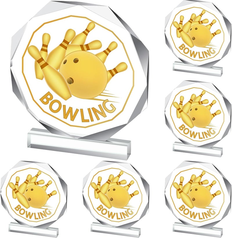 Anglechic 6 Pack Sports Trophy Acrylic Award Medals 4.72 x 4.72 Inch Sports Contest Trophies Bulk Plaques Team Prize Gift Trophies for Competition - Image 1